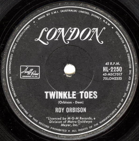 Roy Orbison : Twinkle Toes / Where Is Tomorrow (7", Single)