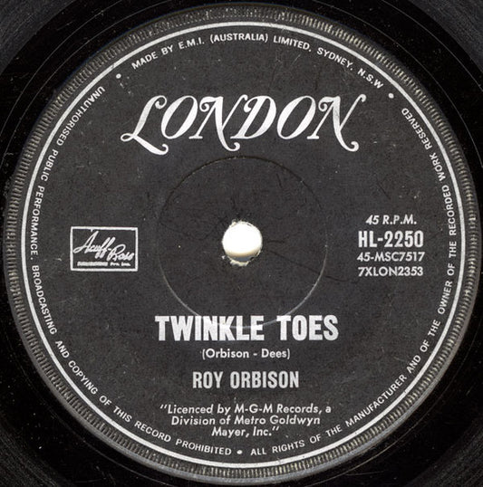 Roy Orbison : Twinkle Toes / Where Is Tomorrow (7", Single)