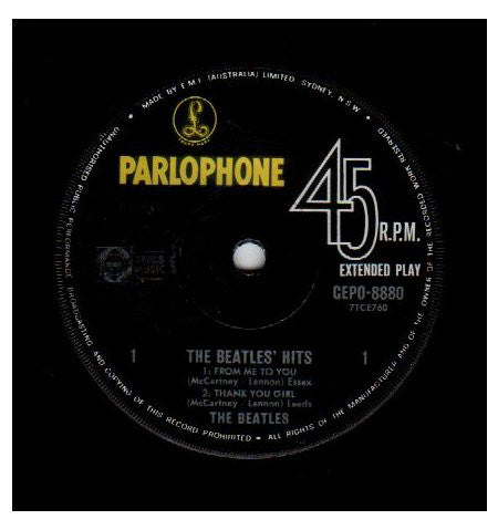 The Beatles : The Beatles' Hits (7", EP, Mono, RP)