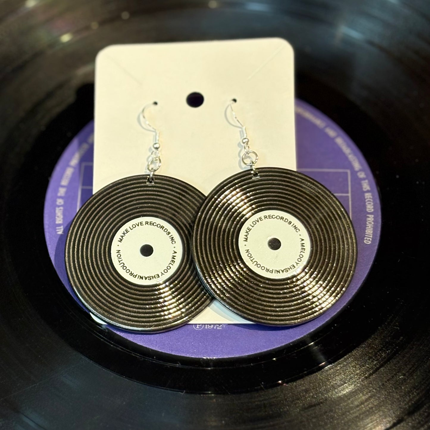 Vinyl Earrings (Black) - $15 Earrings